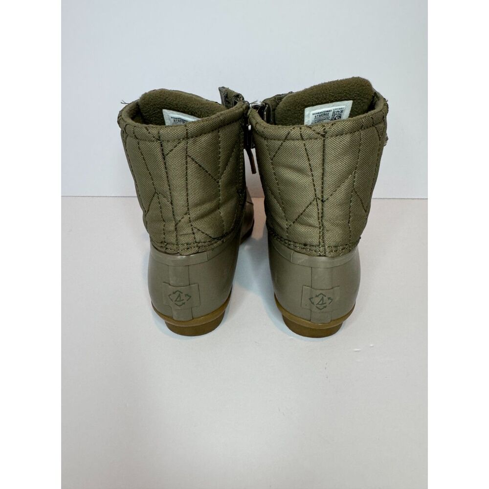 Sperry Saltwater Duck Boots Womens 6.5 Olive Green Waterproof Lace Up Rain Boots - Picture 3 of 8